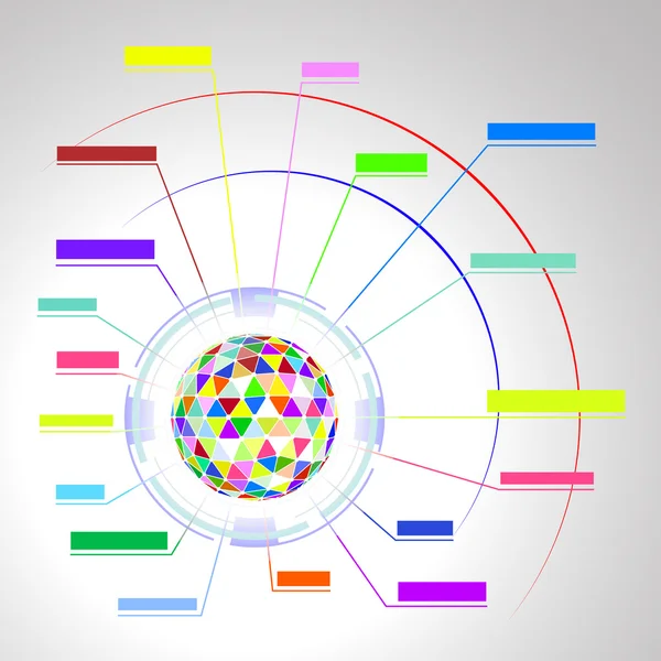 Diagramma colorato della sfera poligonale . — Vettoriale Stock