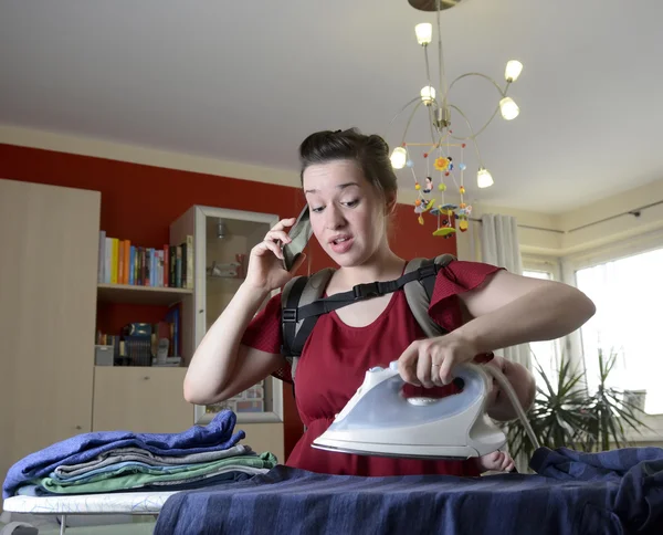 Stressed young mother — Stock Photo, Image