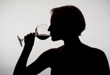 woman drinking red wine clipart
