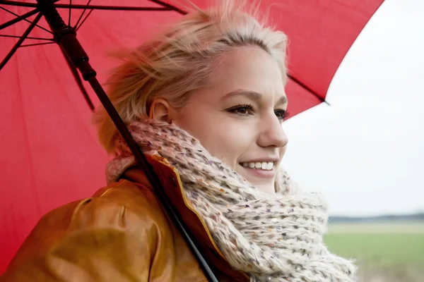 Woman with umbrella — Stock Photo, Image