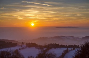 sunset in winter, Benecko, giant mountains, Czech republik clipart