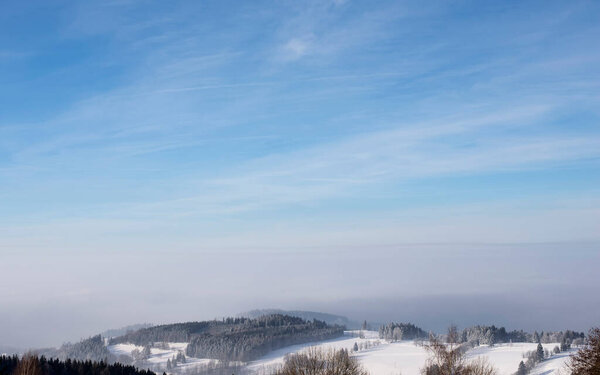 зимний пейзаж в Benecko, Giant Mountains, Czech Republic