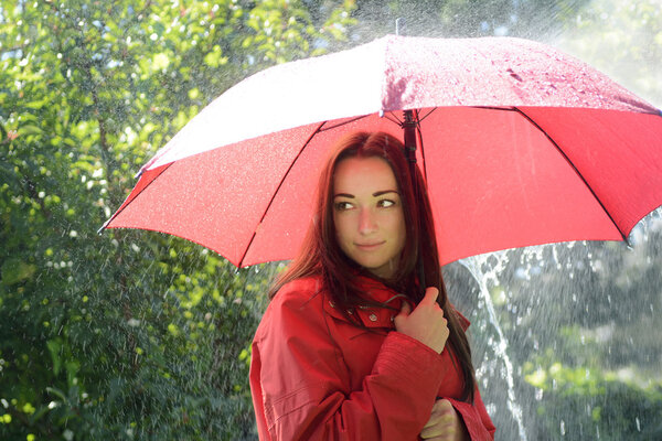 Woman in rain