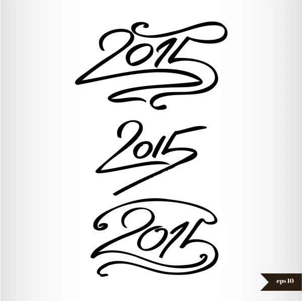 Feliz Año Nuevo Escrito a mano acuarela caligráfica 2015 — Archivo Imágenes Vectoriales