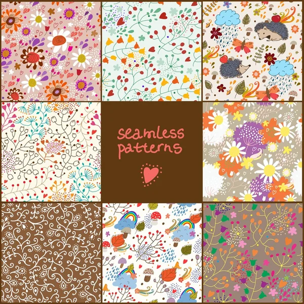 Sekiz renkli çiçek desenleri