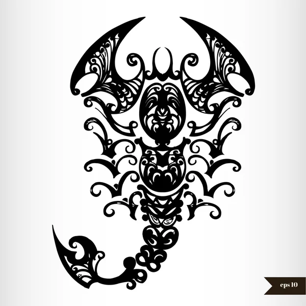 Zodiac signs black and white - Scorpio — Stock Vector