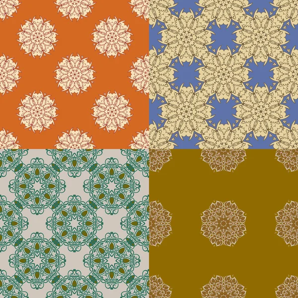 Conjunto de cuatro patrón sin costura ornamental . Gráficos Vectoriales