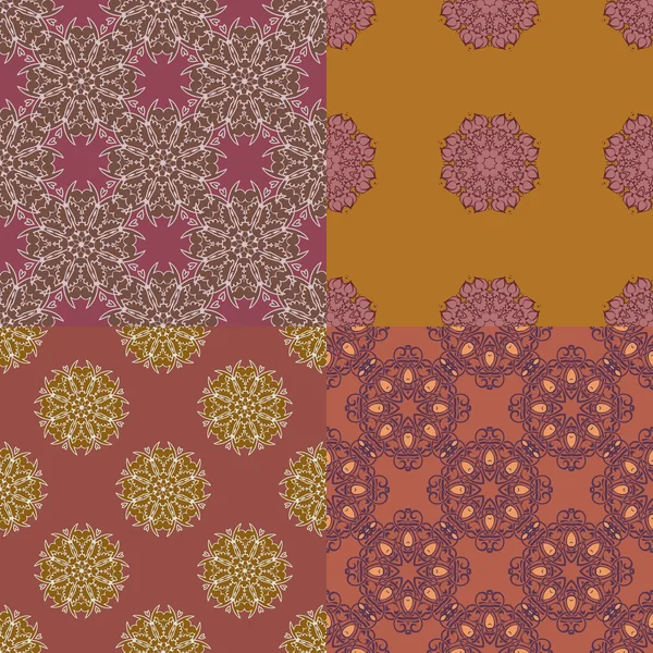 Set van vier decoratieve naadloze patroon. — Stockvector