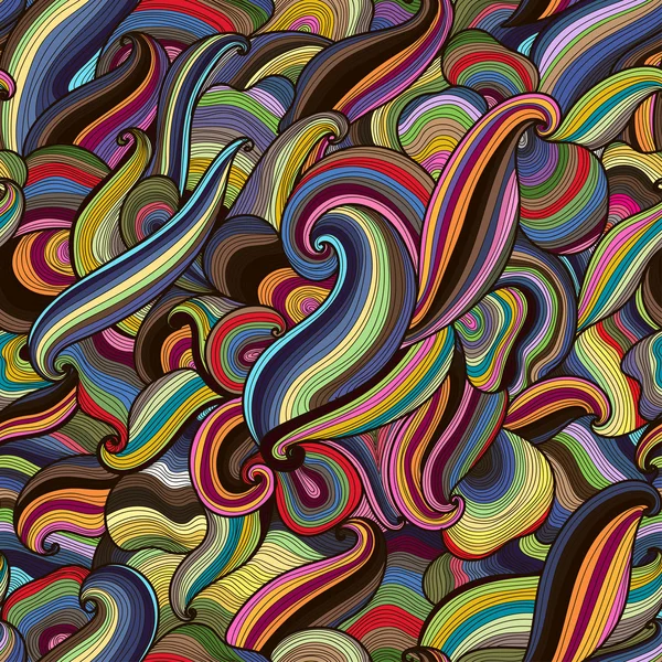 Vecteur abstrait dessiné à la main arc-en-ciel vagues colorées motif sans couture — Image vectorielle