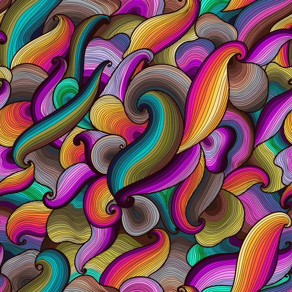 手描きの抽象の虹色波シームレス パターン ベクトル — ストックベクタ
