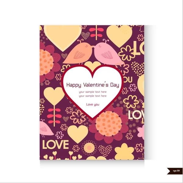 Happy Valentines Day Greeting card. — Stock Vector