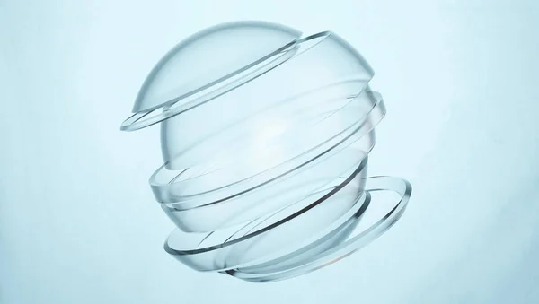 Sliced transparent glass sphere — Stockfoto