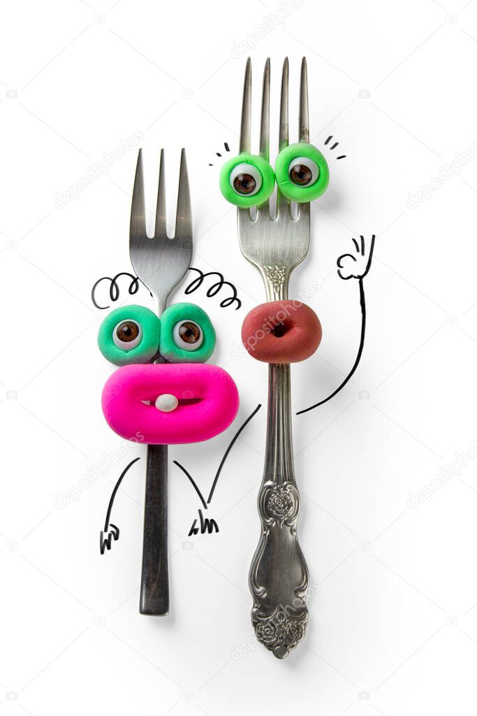 Animated fork with eyes and mouth.