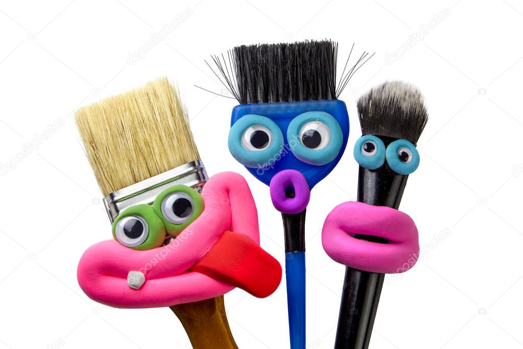 Set Of Animated brushes with eyes and lips.
