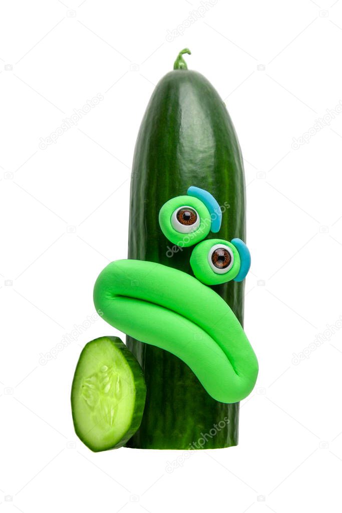animated cucumber with plasticine face