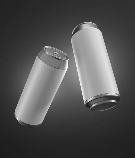 Duas latas de alumínio no ar — Fotografia de Stock