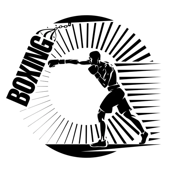 La boxe. Entraînement avec sac de boxe — Image vectorielle