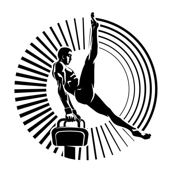 Atleet op het pommel paard — Stockvector