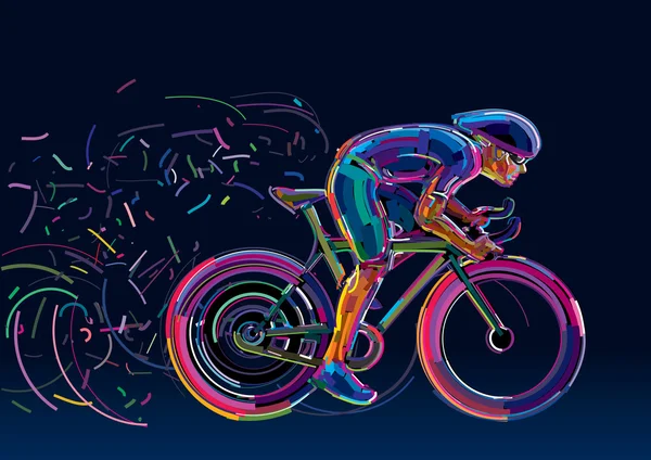 Ciclista profesional involucrado en una carrera de bicicletas . — Vector de stock