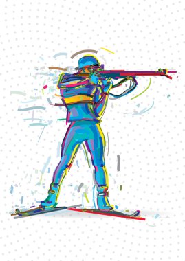 Çekim için hazırlanıyor biatloncu.