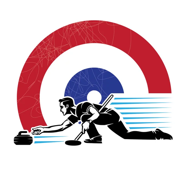 Lo sport di curling. — Vettoriale Stock