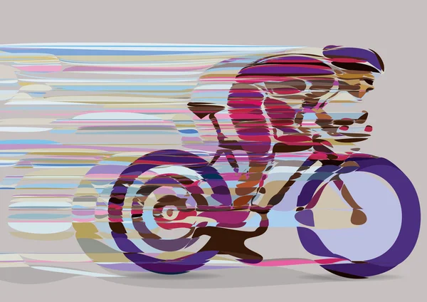 Καλλιτεχνική στυλιζαρισμένη αγωνιστικά ποδηλάτη σε κίνηση. — Διανυσματικό Αρχείο
