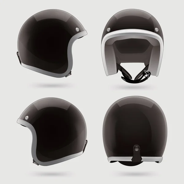 黒バイク クラシック ヘルメット. — ストックベクタ