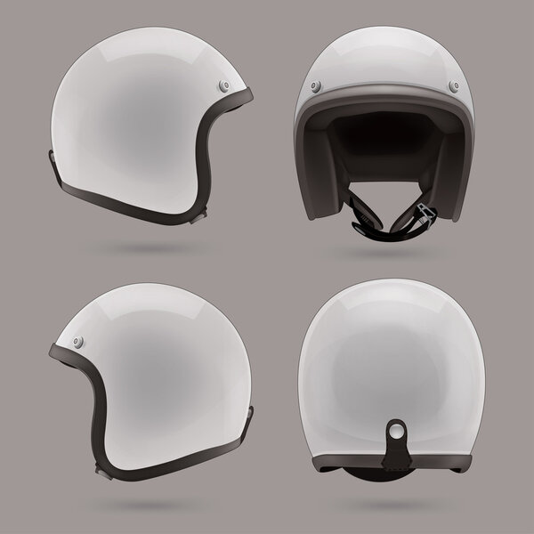 White motorbike classic helmet.