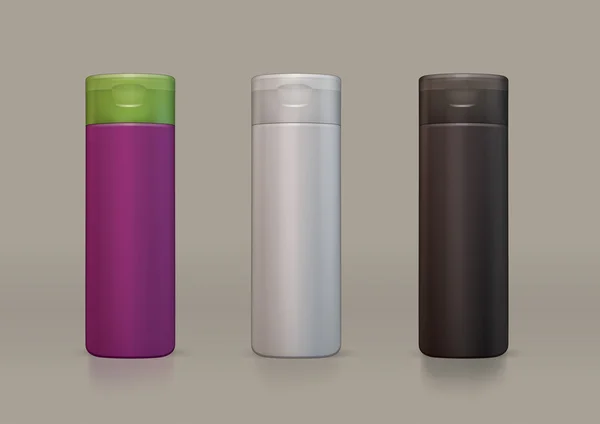 Botella de plástico vectorial para el nuevo diseño de champú o gel de ducha — Vector de stock