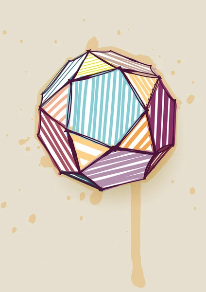 Icosidodecahedron with hand drawn color hatching — Stock Vector