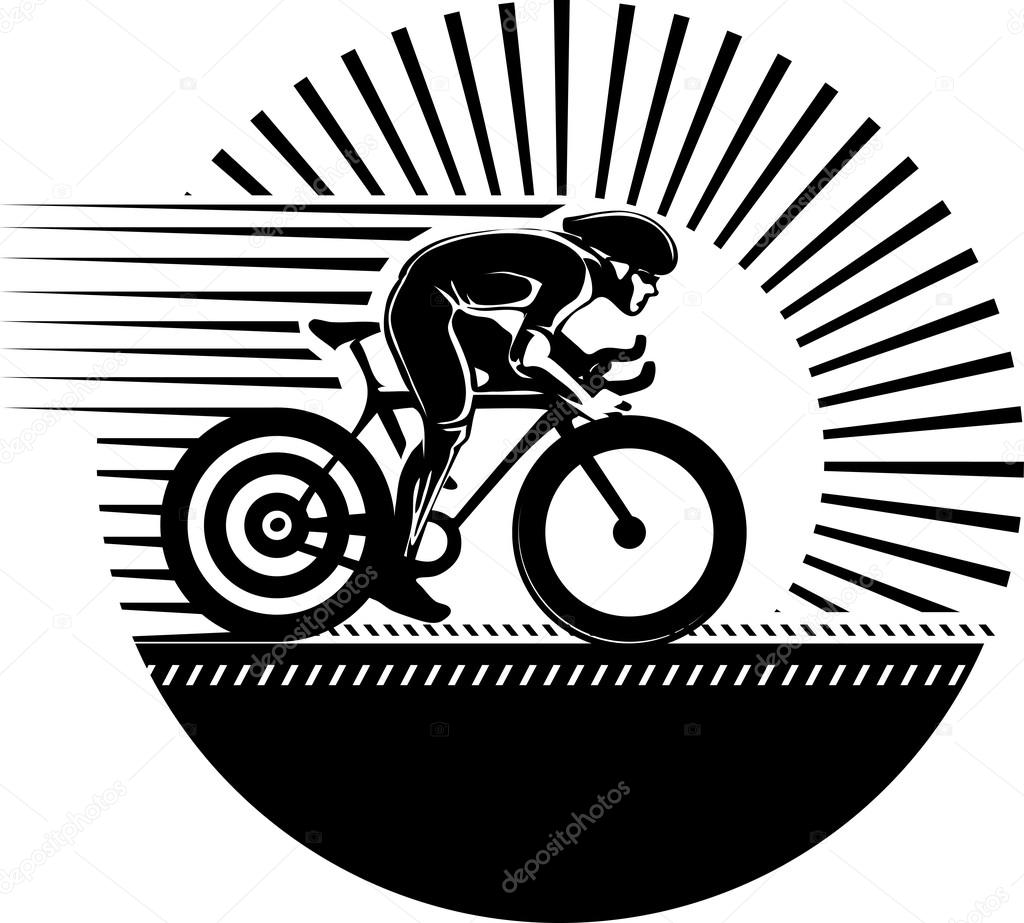Cycling race. Vector illustration in the engraving style