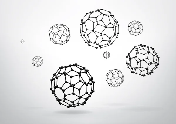 Composición de elementos de armazón en forma de Icosaedro truncado — Archivo Imágenes Vectoriales