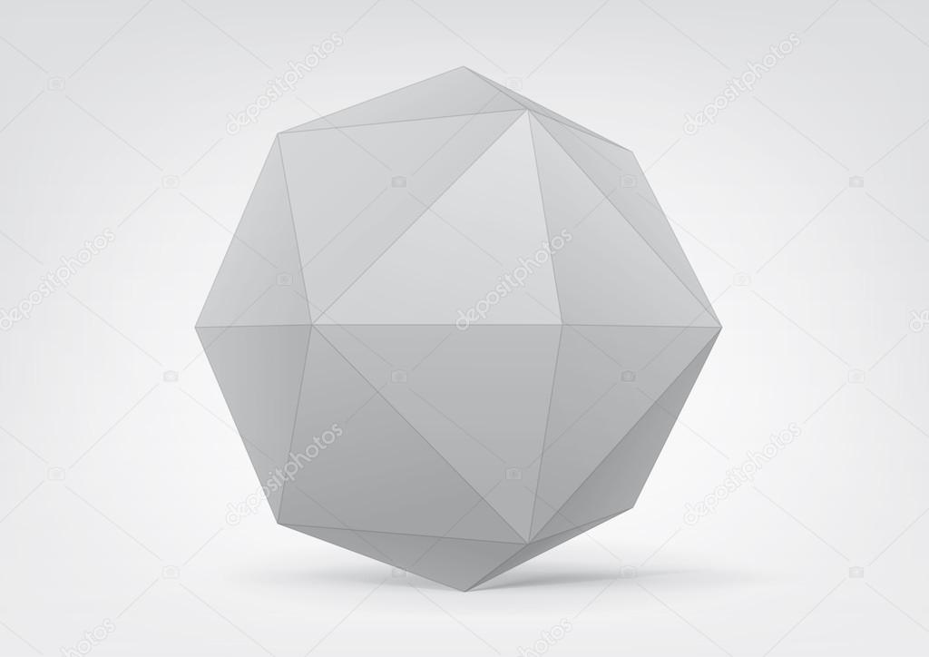 White polyhedron for graphic design.