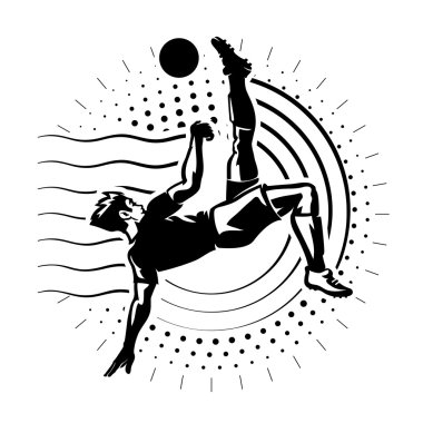 Football striker. Illustration in the engraving style clipart