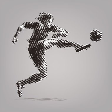 Milli futbolcu. Vektör çizimleri mürekkep çizim tarzı