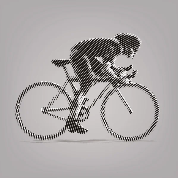 Carrera ciclista. Obra de arte vectorial en el estilo de dibujo de tinta — Archivo Imágenes Vectoriales