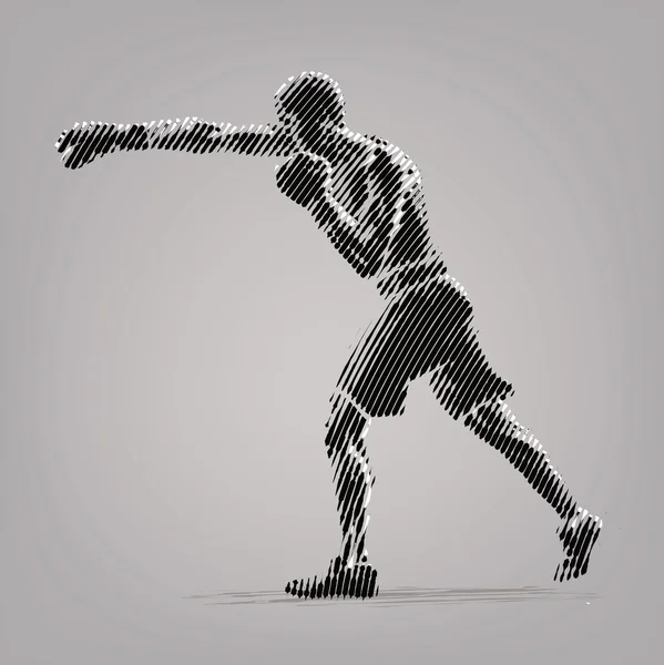 Boxeo. Obra de arte vectorial en el estilo de dibujo de tinta — Vector de stock