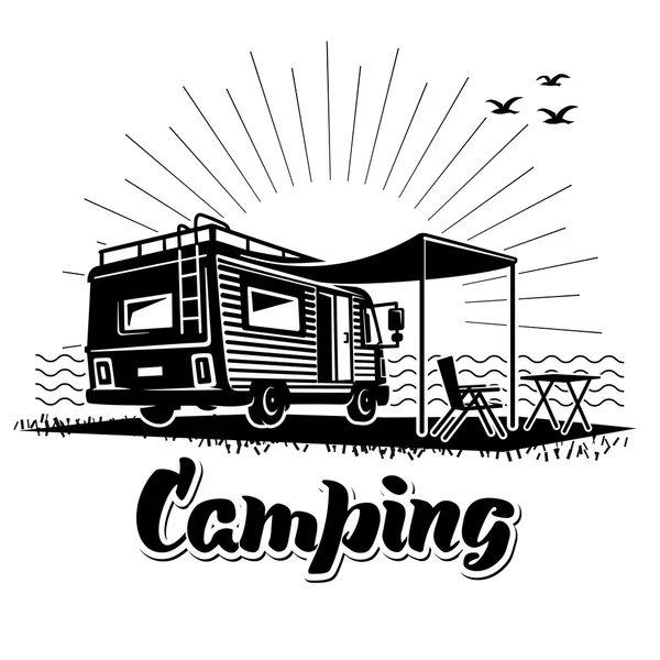 Camping. Recreatie met familie. — Stockvector