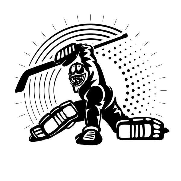 Hokey goaltender. Gravür tarzı resimde