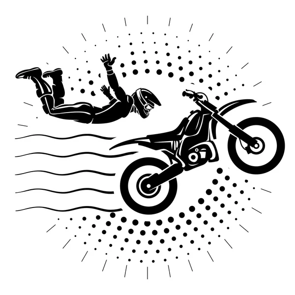 Acrobatic motocicletas salto show . — Vetor de Stock