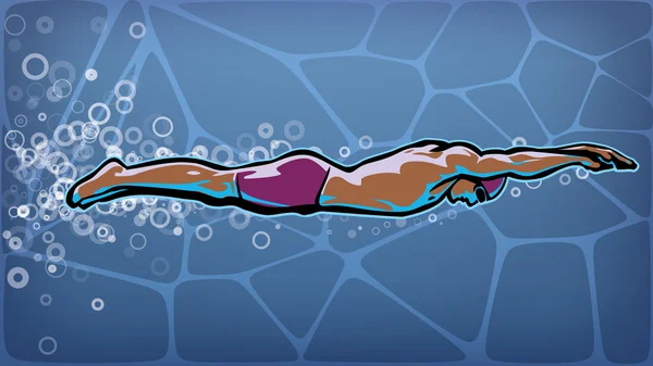 Zwemmer neemt een duik op een competitie — Stockvector