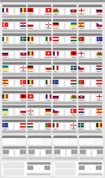 Spielplan aller Spiele mit Noten für die Spieler — Stockvektor