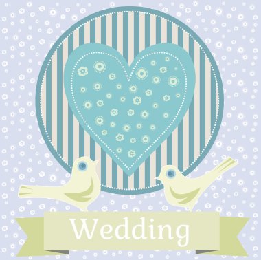 Renkli düğün illüstrasyon aşk güvercinler ile 