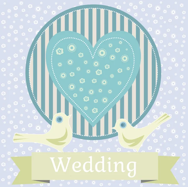 Ilustración de boda de colores con palomas de amor — Vector de stock