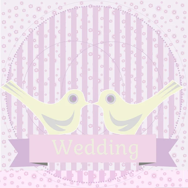 Colored wedding illustration with love doves — Stock Vector