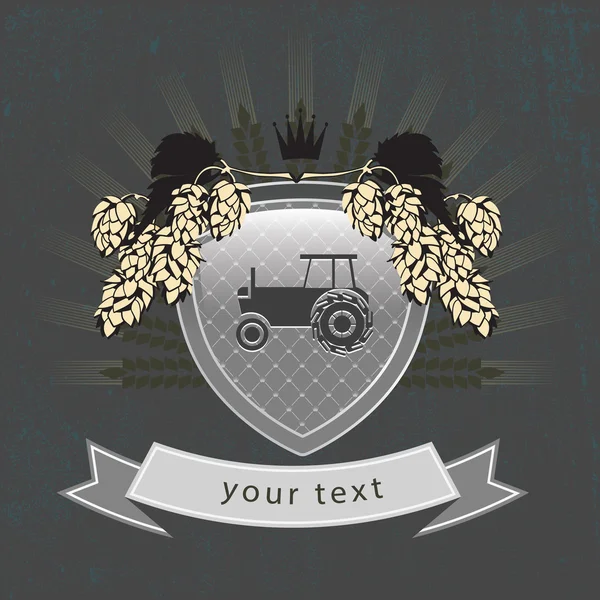 Logotipo agrícola vintage en el escudo — Vector de stock