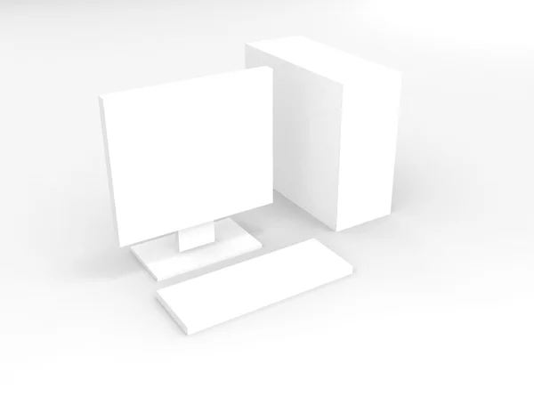 White computer on white background — Stock Photo, Image