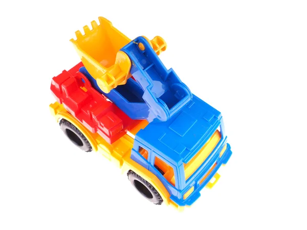 Toy truck with a bucket on a white background — Stock Photo, Image