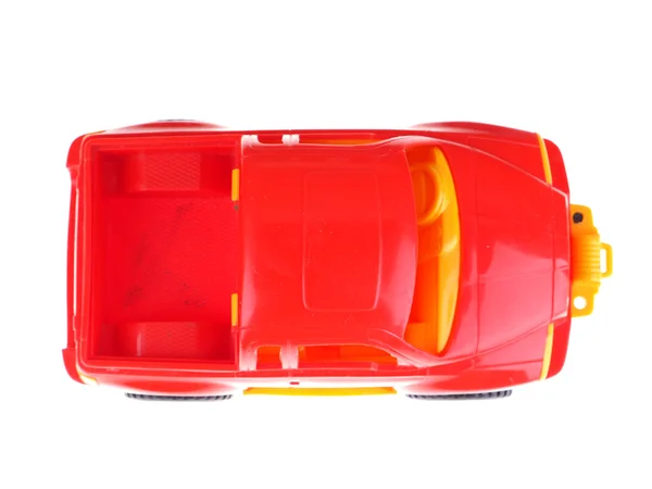 Voiture jouet rouge sur fond blanc — Photo