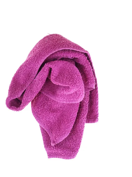 在白色背景上的淡紫色毛巾 — 图库照片